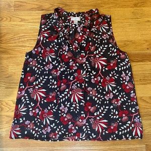 Black and red Loft ruffle work blouse, size medium
